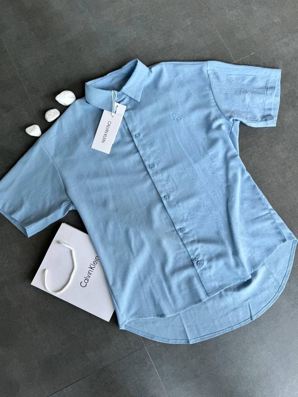 Чоловічий костюм-двійка з льону Calvin Klein блакитний, фото №3 Чоловічий костюм-двійка з льону Calvin Klein блакитний, фото №3