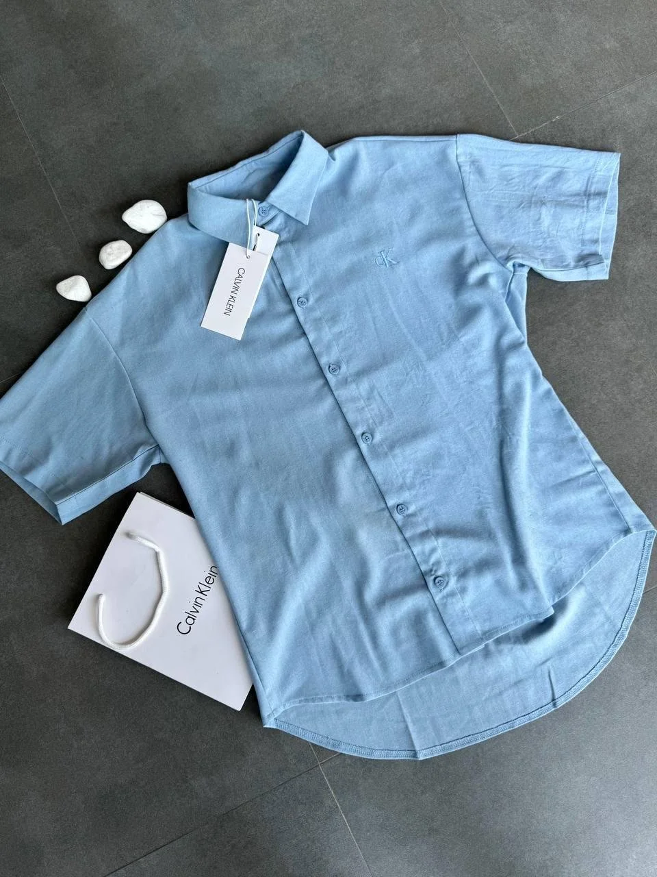 Чоловічий костюм-двійка з льону Calvin Klein блакитний, фото №3 Чоловічий костюм-двійка з льону Calvin Klein блакитний, фото №3