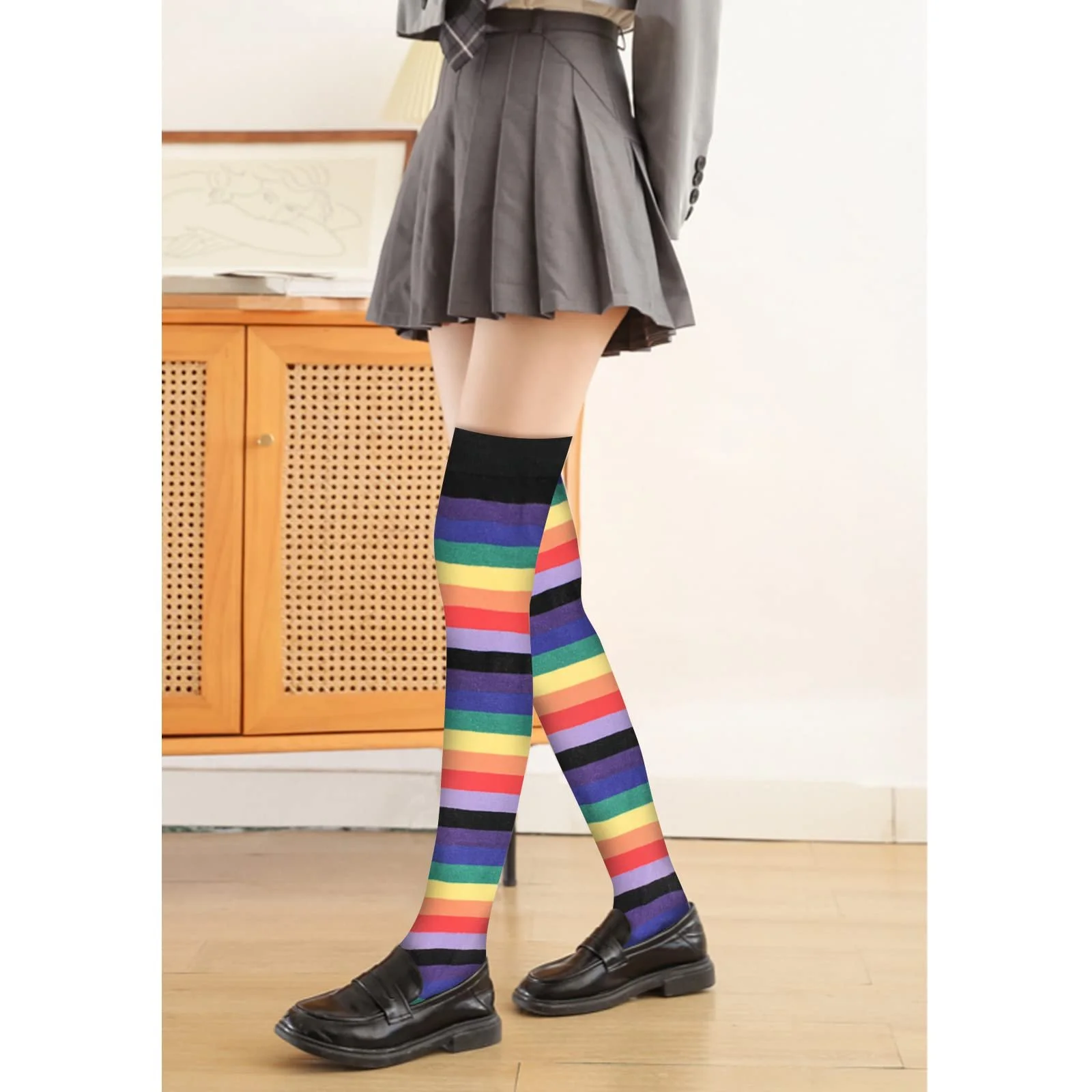 Пара жіночих гольфів у смужку для косплею та щоденного носіння, фото №4