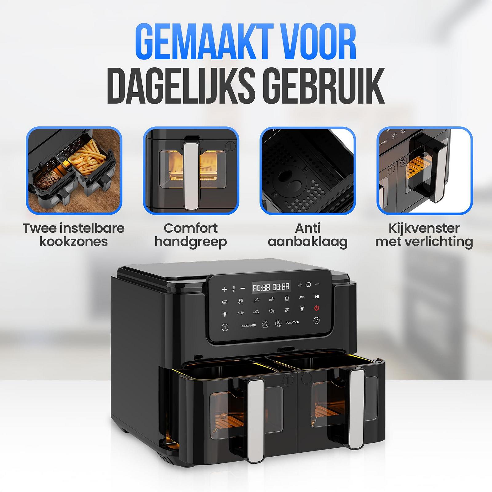 Мультипіч Strex Airfryer XXL 10 л 2500 Вт 50ºC-200ºC 10 програм Чорна, фото №7 Мультипіч Strex Airfryer XXL 10 л 2500 Вт 50ºC-200ºC 10 програм Чорна, фото №7