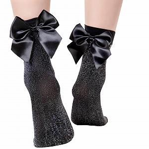Женские носки Ankle Manzi Черный Винтажный бант с кружевом Блестящий люрекс Короткие носки 3 пары - Фото 1