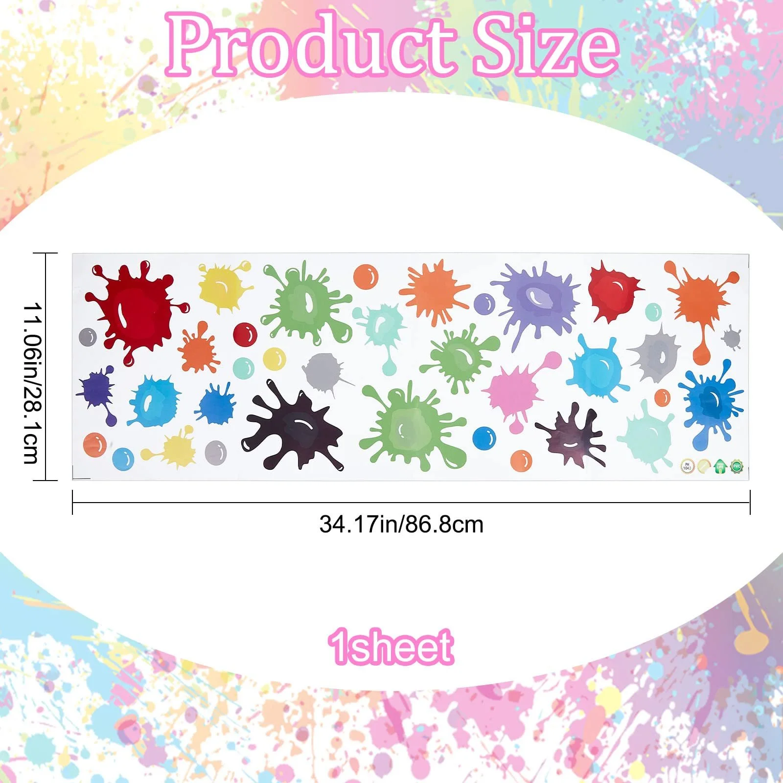 Наклейки на стіну GORGECRAFT Бризки фарби 1 аркуш PVC, фото №2