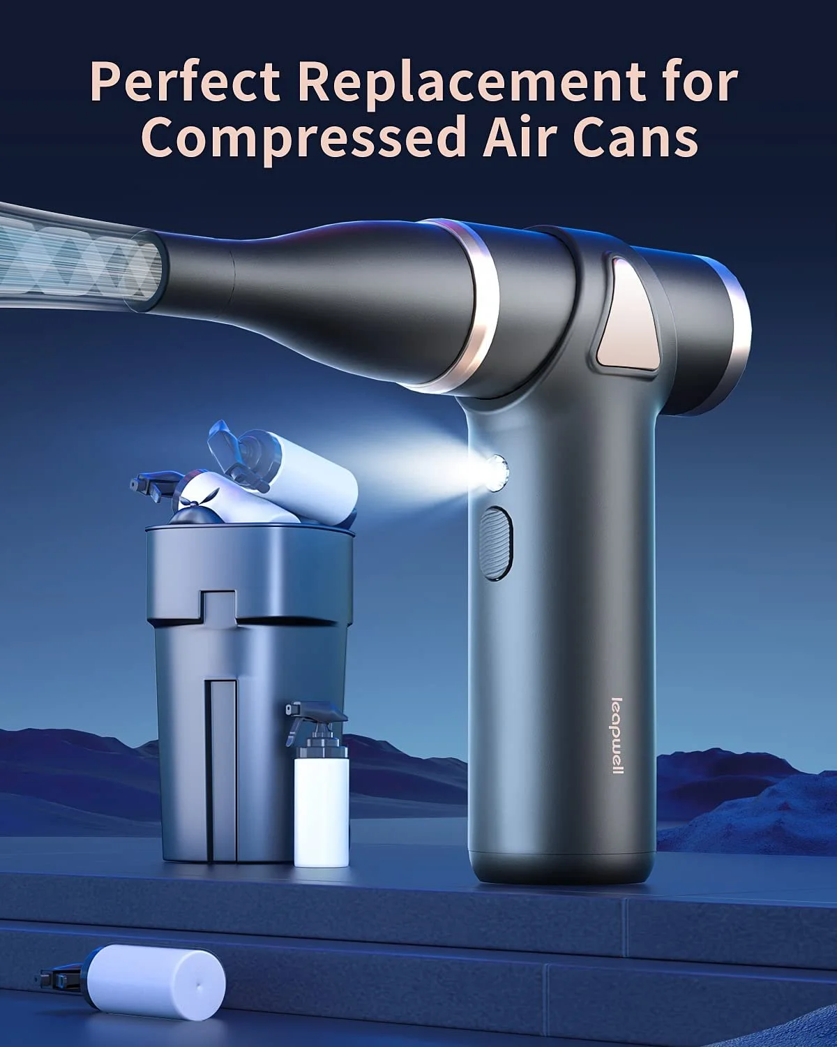 Электрический очиститель сжатым воздухом Leapwell 3 скорости 150 000 RPM цельнометаллический, фото №8