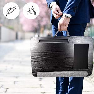 Подставка для ноутбука Duronic DML433 с подкладкой для запястья, эргономичный столик для ноутбука с подушкой, держатель для ноутбука с пенопластовой поддержкой, большая платформа со встроенной ручкой synthetic.ua - Фото 1