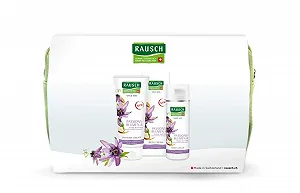 Набір Rausch Квіти пристрасті та масло ши: Крем-гель для душу 200 мл, крем для тіла 150 мл і косметичка (зелена) - Фото 1