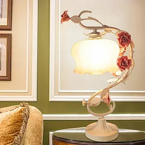Настільна лампа Rose E27 Flowers LED Кнопковий вимикач Тепле світло synthetic.ua - Фото 1