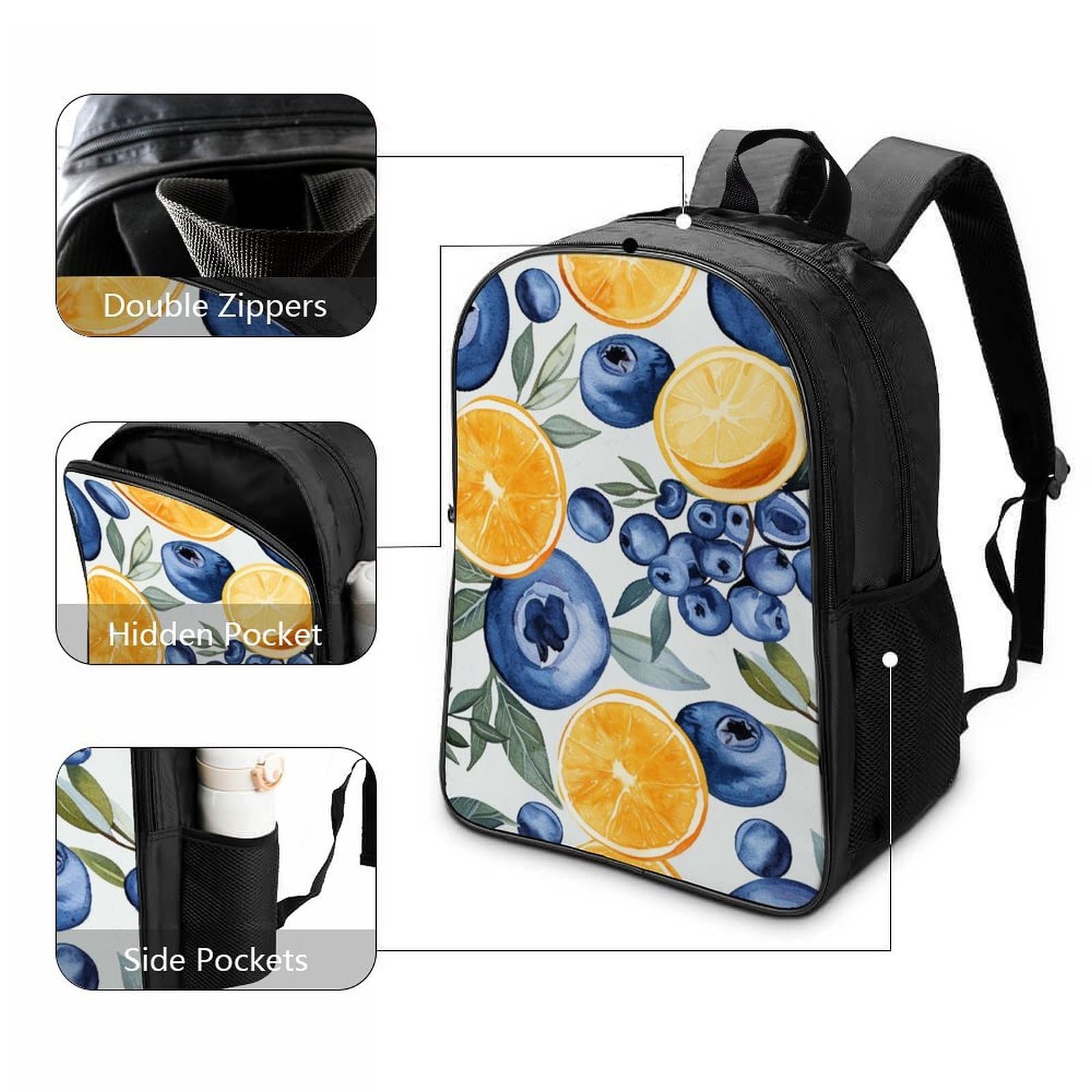 Рюкзак RSIUUODNF Lemon для школи, для дівчат-підлітків, велика шкільна сумка, рюкзак для трекінгу, водонепроникний для школи, подорожей, розмір 40x28x16 см, фото №3