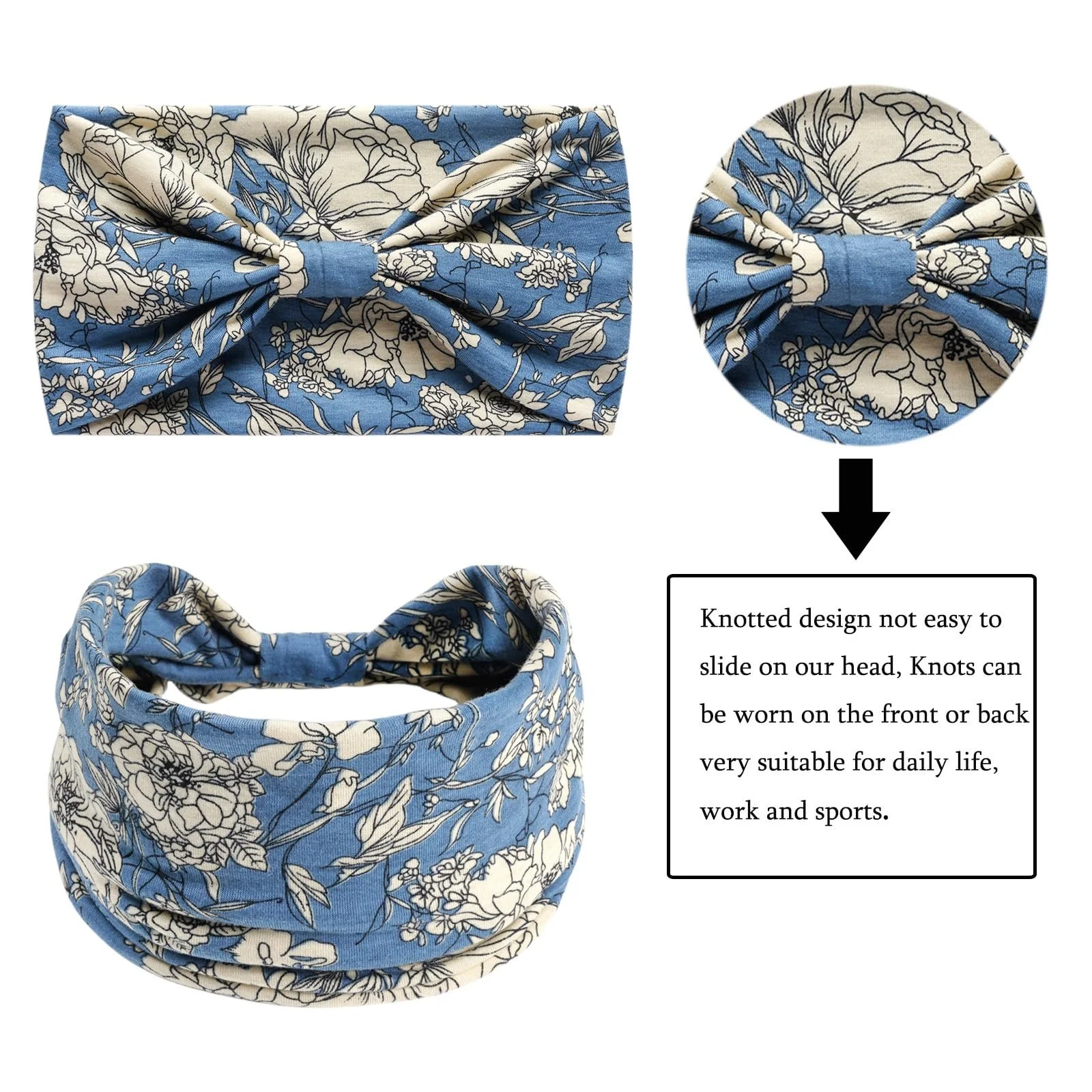 Набір із 3 жіночих пов'язок в стилі бохо, еластичні, фото №4