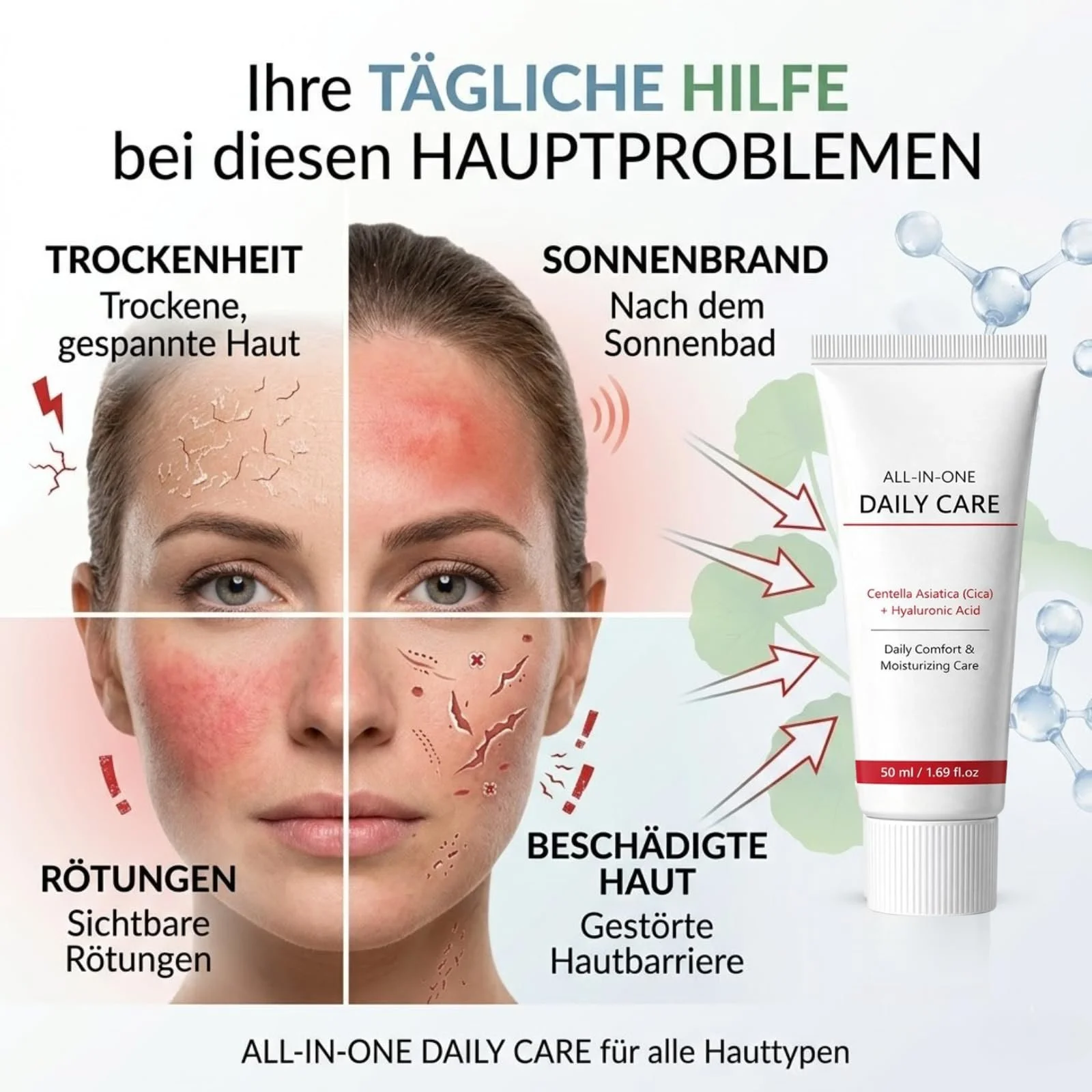 Крем для обличчя Koriderm Centella Asiatica & Hyaluronic Acid 50 мл, фото №4
