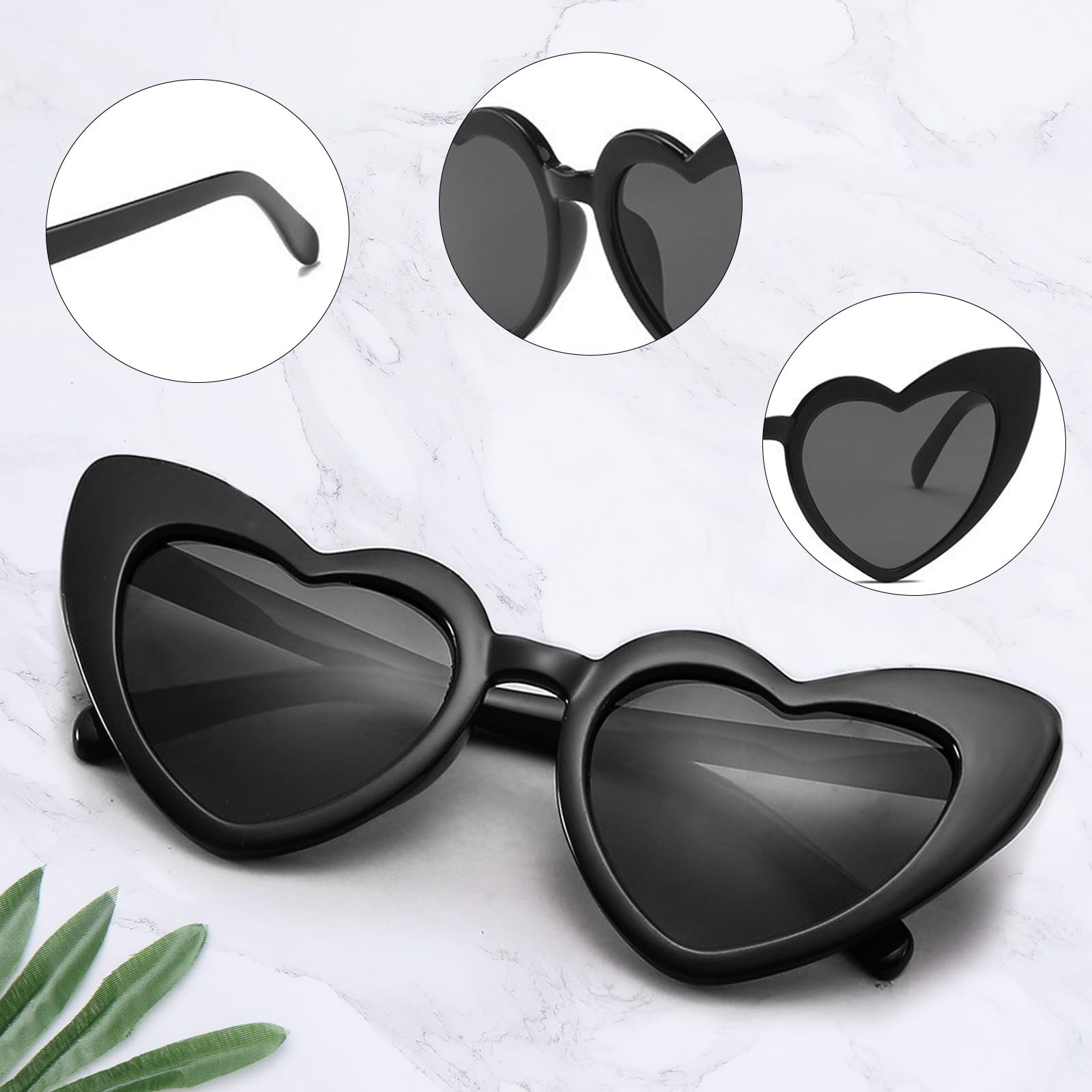 Солнцезащитные Очки Сердце FUIPVGI Черные Винтажные Форма Сердца, фото №3