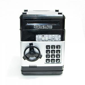 Іграшковий дитячий сейф з кодовим замком дитяча копілка Number Bank для дітей чорний корпус чорний - Фото 1