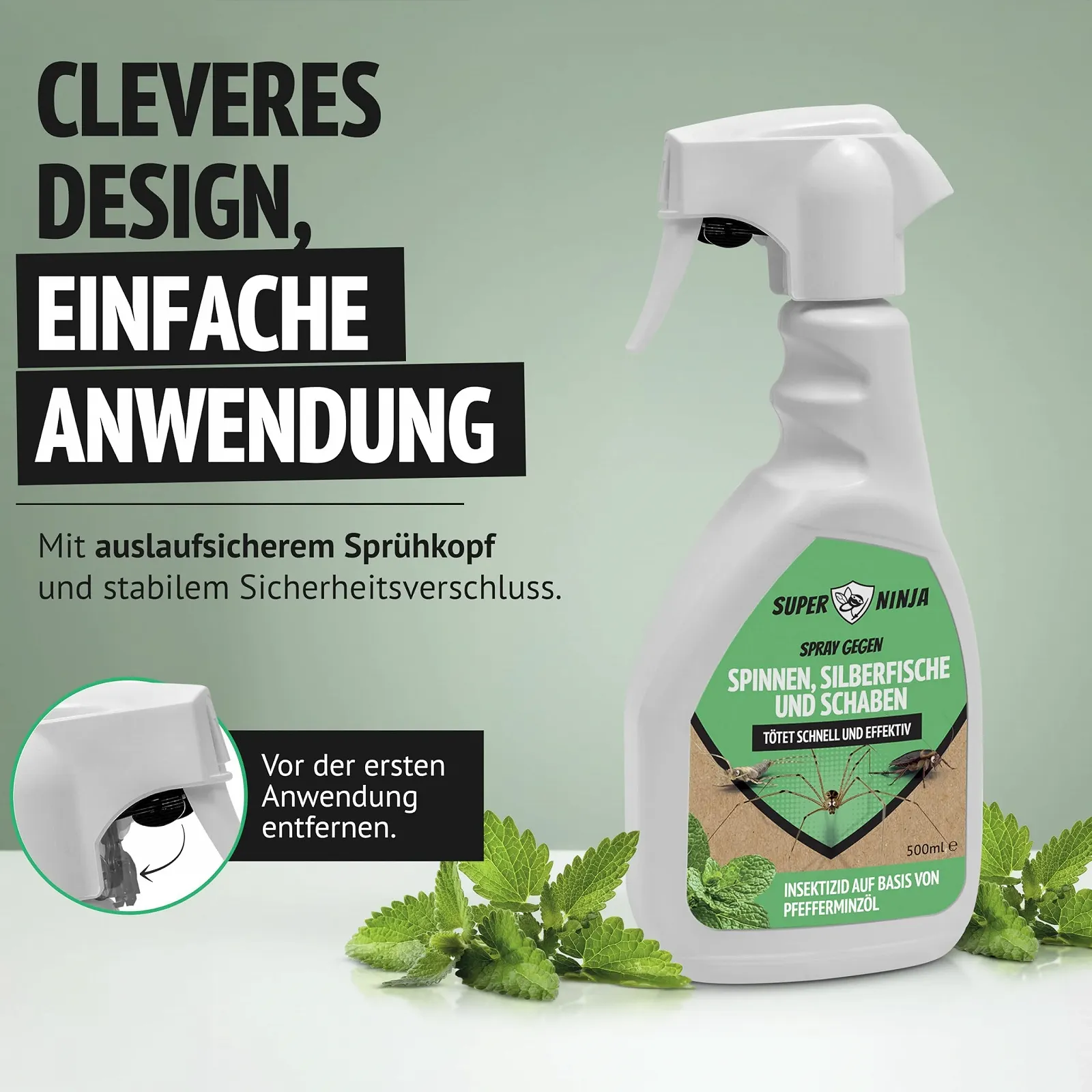 Спрей від павуків та лусочниць Super Ninja 500 ml з олією м'яти Vegetable Control, фото №7 Спрей від павуків та лусочниць Super Ninja 500 ml з олією м'яти Vegetable Control, фото №7