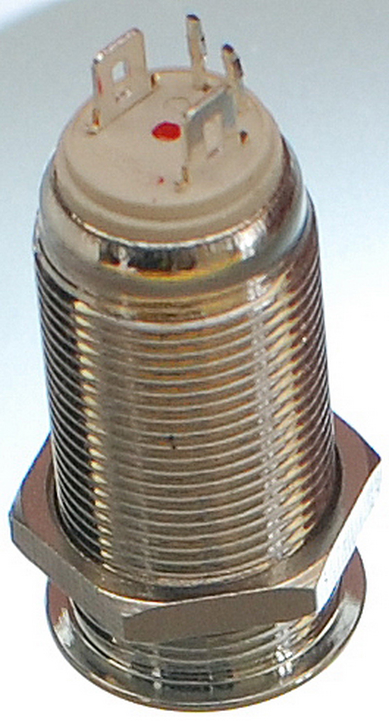 Кнопка антивандальна VJ Parts d14mm стрижка 12mm h28mm 2 положення 4 контакт індикація, фото №2