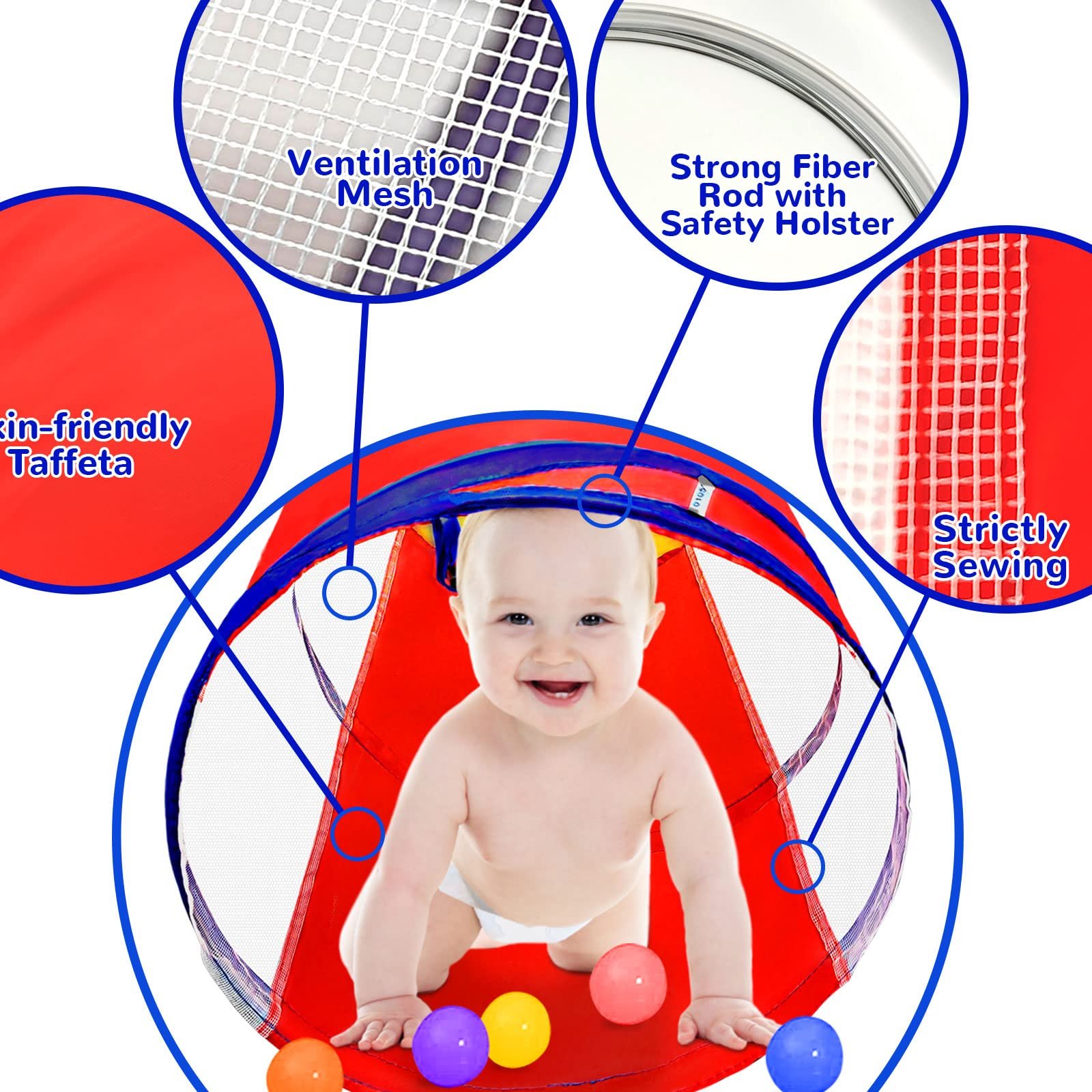 Игровой туннель Kids 6 Foot с двумя сетчатыми сторонами Pop Up Crawling 1 3 4 года, фото №6