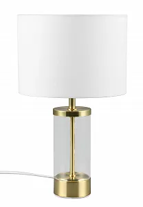 Настільна лампа Reality Leuchten Grazia R51711008 метал матова латунь прозоре скло білий тканинний абажур без 1x E14 - Фото 1