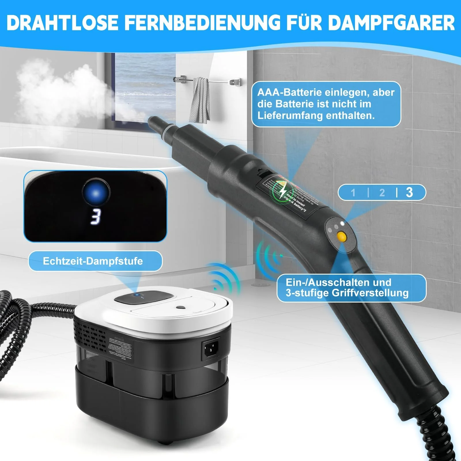 Пароочисник ручний 2500 Вт з 15 аксесуарами 4.5 бар 1600 мл переносний, фото №4