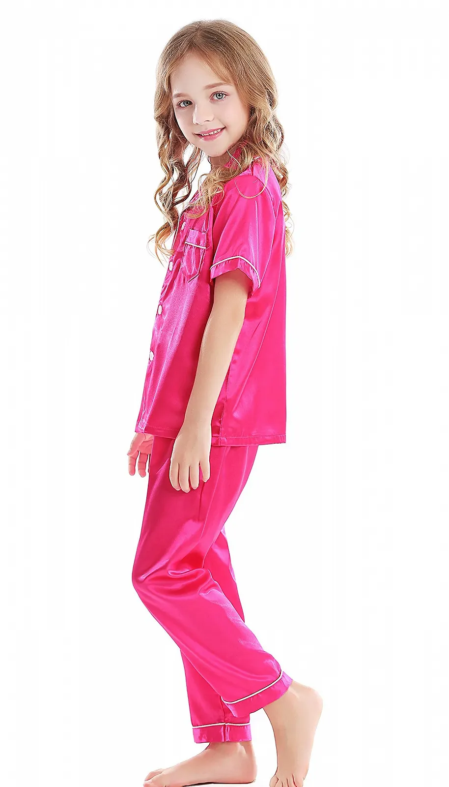 Комплект пижамы Horcute: топ с короткими рукавами и длинные штаны, атласный, фото №3 Комплект пижамы Horcute: топ с короткими рукавами и длинные штаны, атласный, фото №3