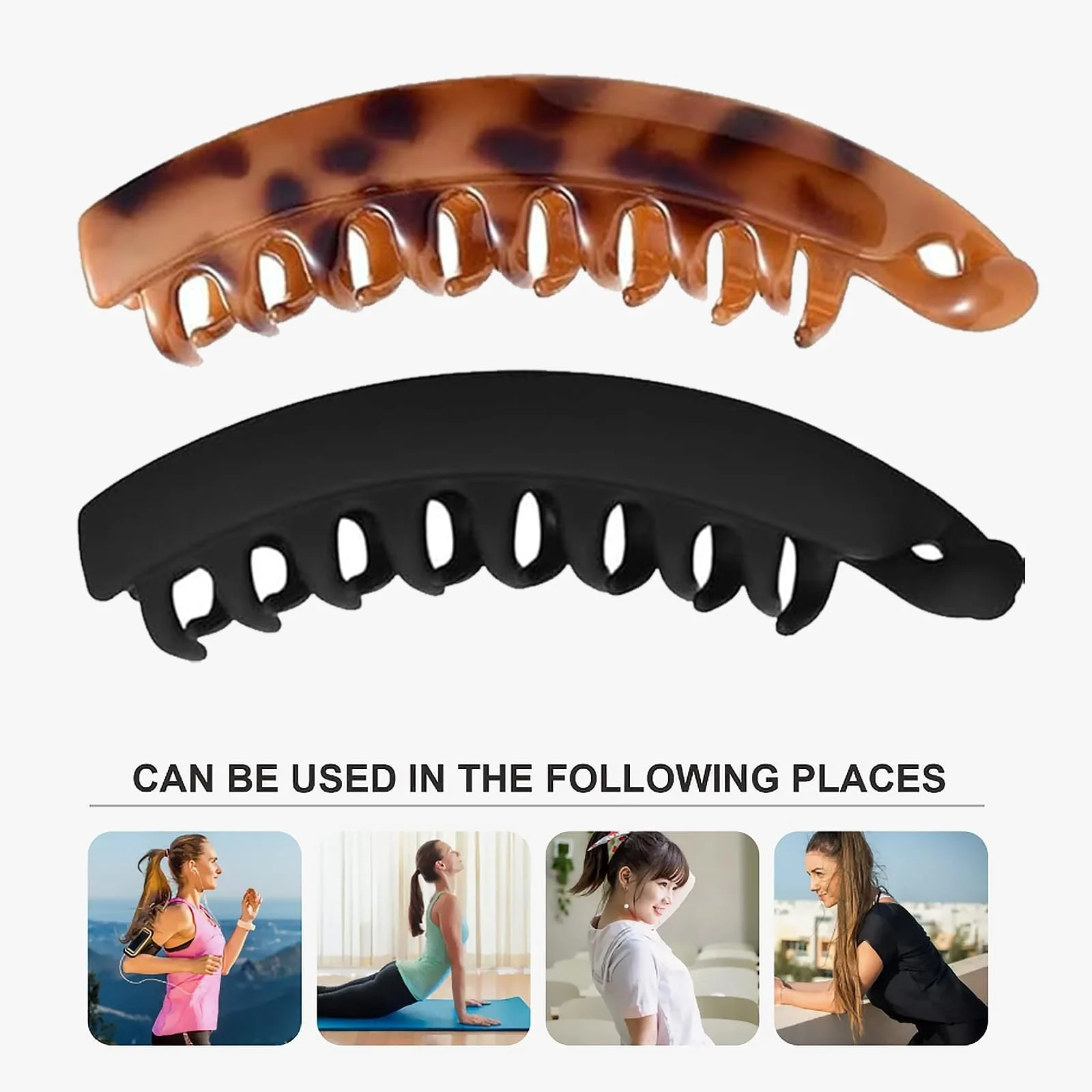 Шпильки-банани Великі для тонкого/густого волосся  Чорний та Черепаховий, 2 шт, фото №4 Шпильки-банани Великі для тонкого/густого волосся  Чорний та Черепаховий, 2 шт, фото №4