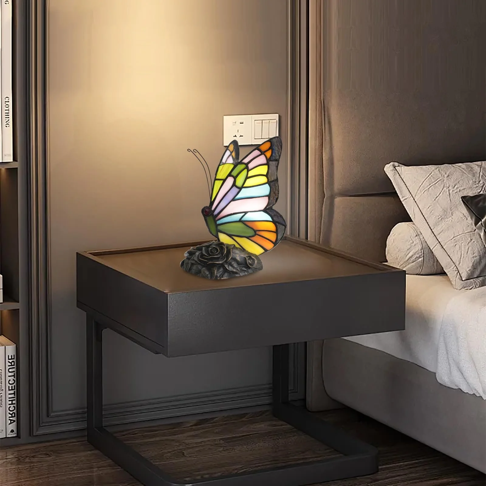 Настільна лампа Tiffany Style Butterfly Кольорове вітражне скло Різнокольоровий, фото №7