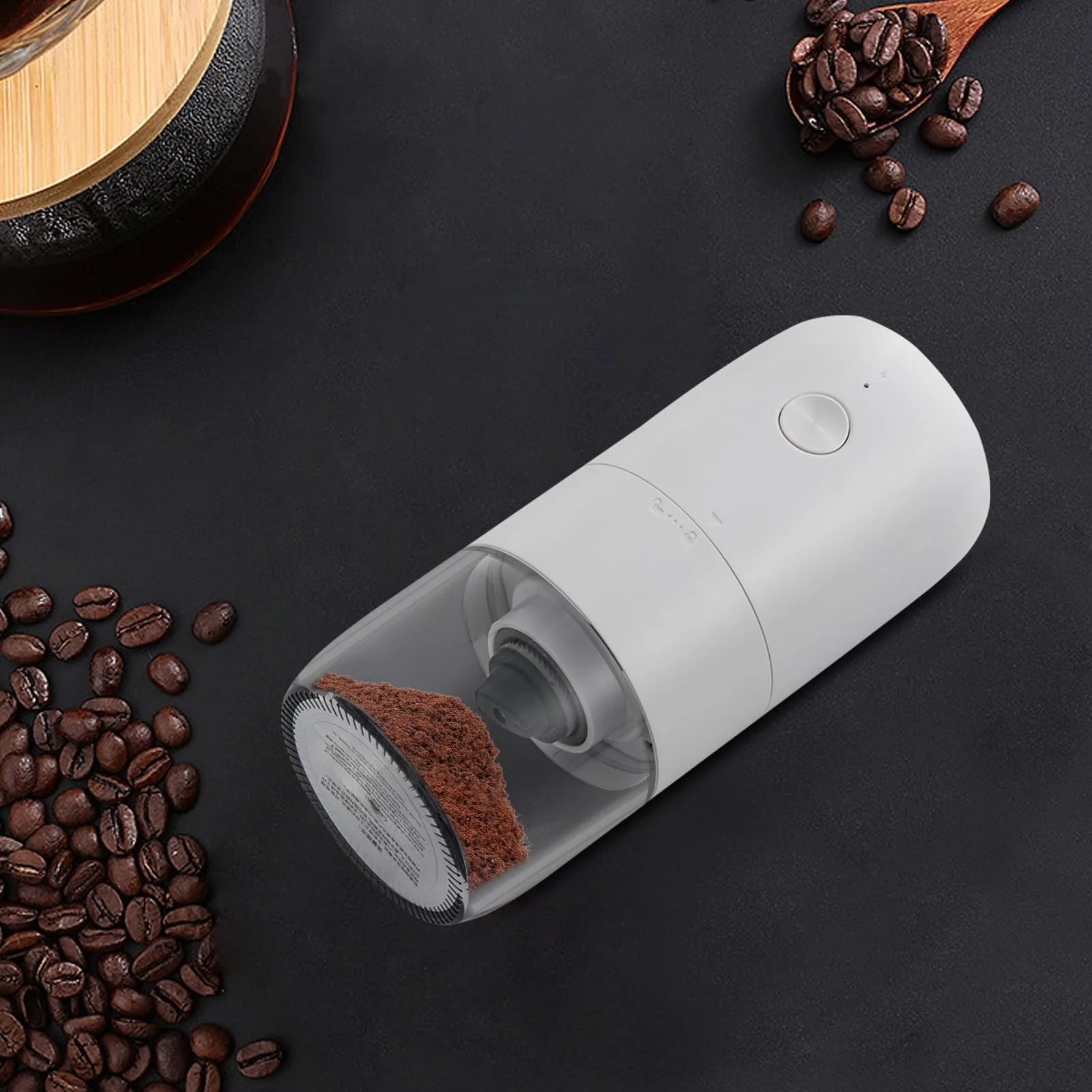 Електрична кавомолка портативна, 25 Вт, 1800 мАг, регульована ступінь помелу, млин для спецій та кави для кавових зерен, компактний млин для дому, фото №3