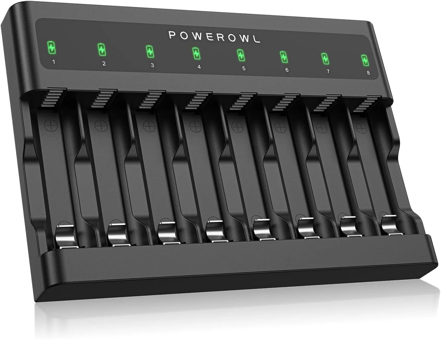 Зарядное устройство POWEROWL на 8 слотов, супертонкое и с независимыми слотами, фото №1 Зарядное устройство POWEROWL на 8 слотов, супертонкое и с независимыми слотами, фото №1