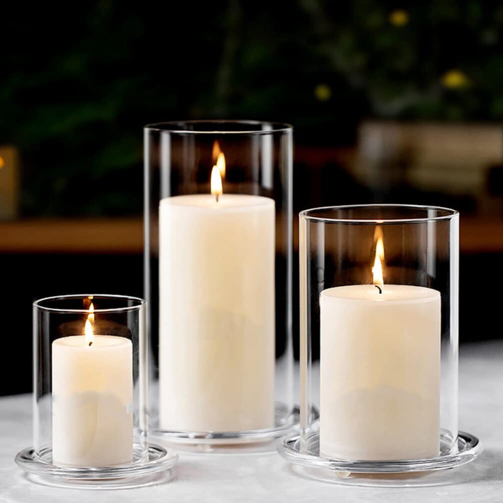 Подсвечник Ciieeo Shade Glass Cylinder Bottomless Cylinder Sleeve Hurricane Chimney Pipe Candle Cover Стекло High Borosilicate, фото №3