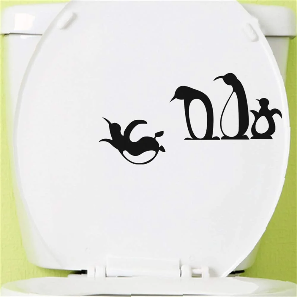 Наклейка для туалету вінілова Пінгвіни 12,7 x 25 см 2 шт. чорно-біла, фото №1