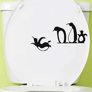 Наклейка для туалету вінілова Пінгвіни 12,7 x 25 см 2 шт. чорно-біла - Фото 1