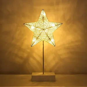 Настольная лампа Lewondr Star Shape LED На батарейках Пластиковое основание Теплый белый - Фото 1