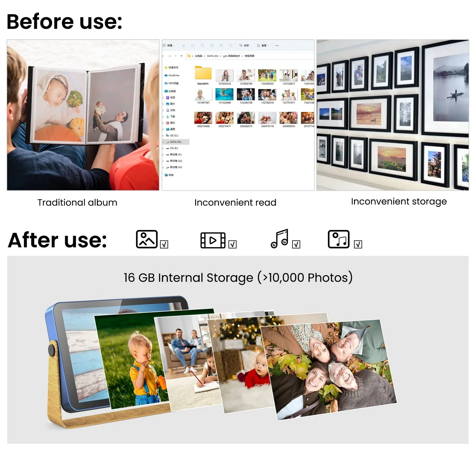 Цифровая фоторамка KODAK 10" WiFi Battery HD IPS Touch Screen 16 ГБ, фото №5