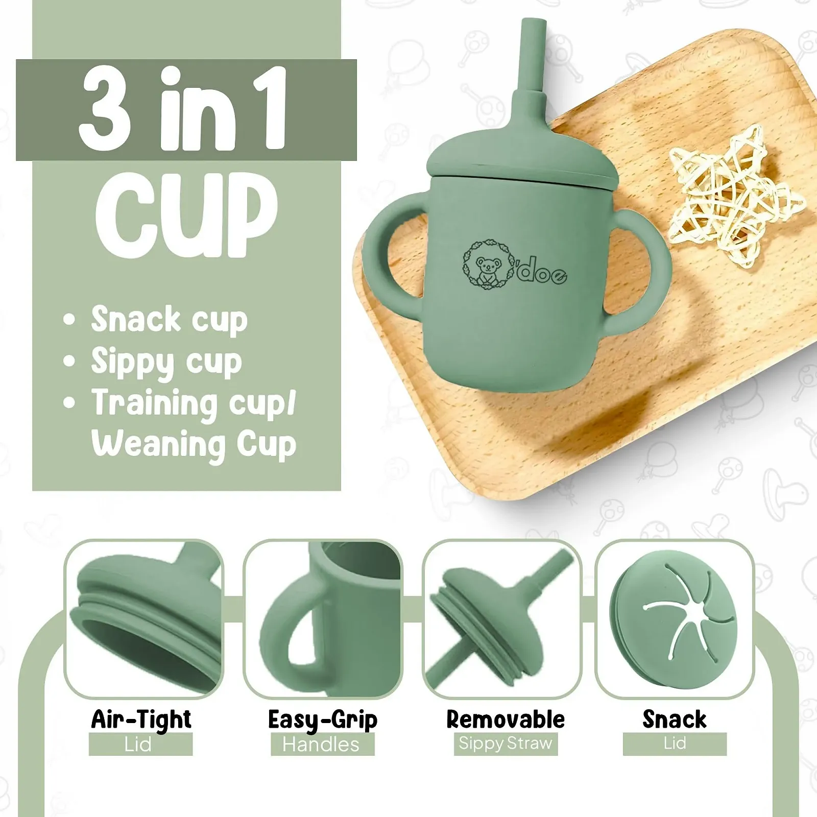 Набір посуду для годування малюків O'doe, зелений, V1, фото №6