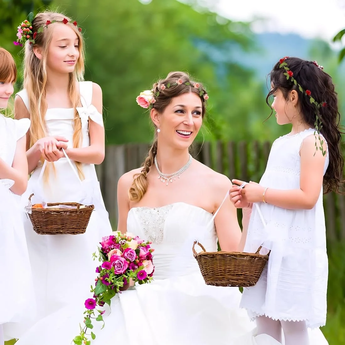 Вінок на голову у богемному стилі з квітами та листям, 6 штук, фото №6