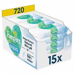 Влажные салфетки Pampers Harmonie Aqua 15 упаковок по 48 штук - 720 штук - Фото 1