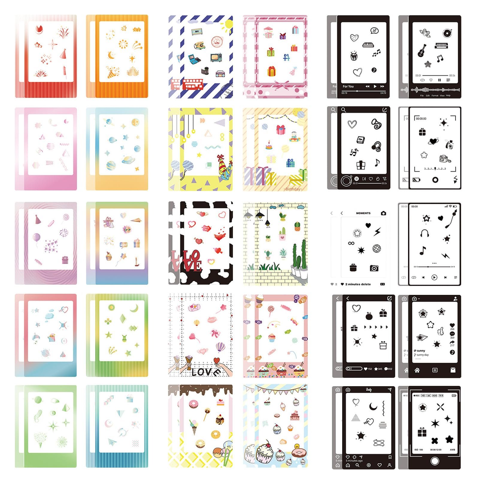 Наборы стикеров для фото 60 шт. 3 дюйма для FujiFilm Instax Mini / Polaroid, фото №1
