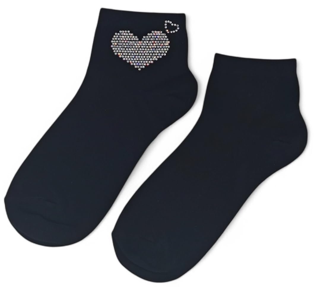 Носки styleBREAKER Женские с аппликацией в виде сердца со стразами, длина до щиколотки, с эластичным поясом, мягкая хлопковая смесь, один размер EU 36-41, фото №2