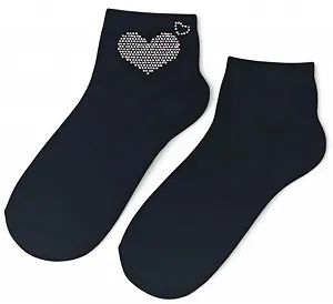 Носки styleBREAKER Женские с аппликацией в виде сердца со стразами, длина до щиколотки, с эластичным поясом, мягкая хлопковая смесь, один размер EU 36-41 synthetic.ua - Фото 1