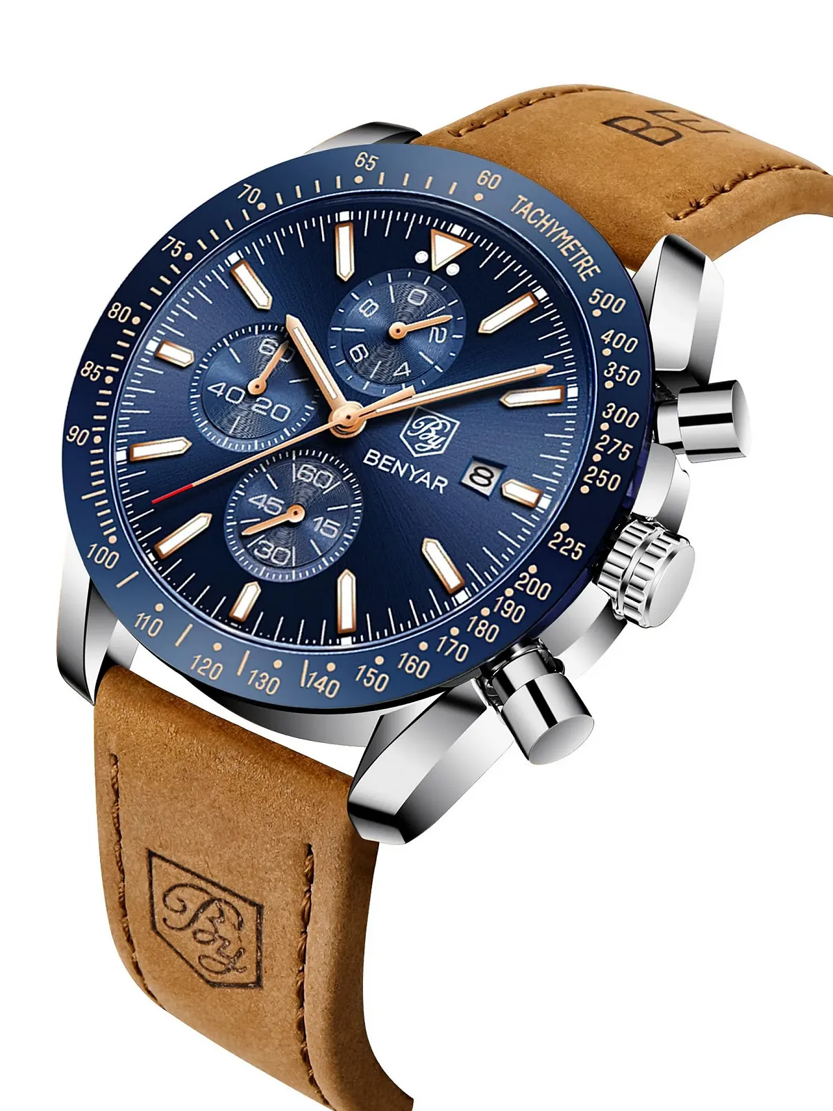 Чоловічий Годинник Benyar Хронограф Кварцовий Шкіряний Спортивний Бізнес Модний Водонепроникний, фото №2 Чоловічий Годинник Benyar Хронограф Кварцовий Шкіряний Спортивний Бізнес Модний Водонепроникний, фото №2