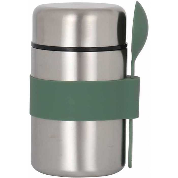 Металлический ланч бокс термос с ложкой Soup 400 мл Silver хаки, фото №1 Металлический ланч бокс термос с ложкой Soup 400 мл Silver хаки, фото №1