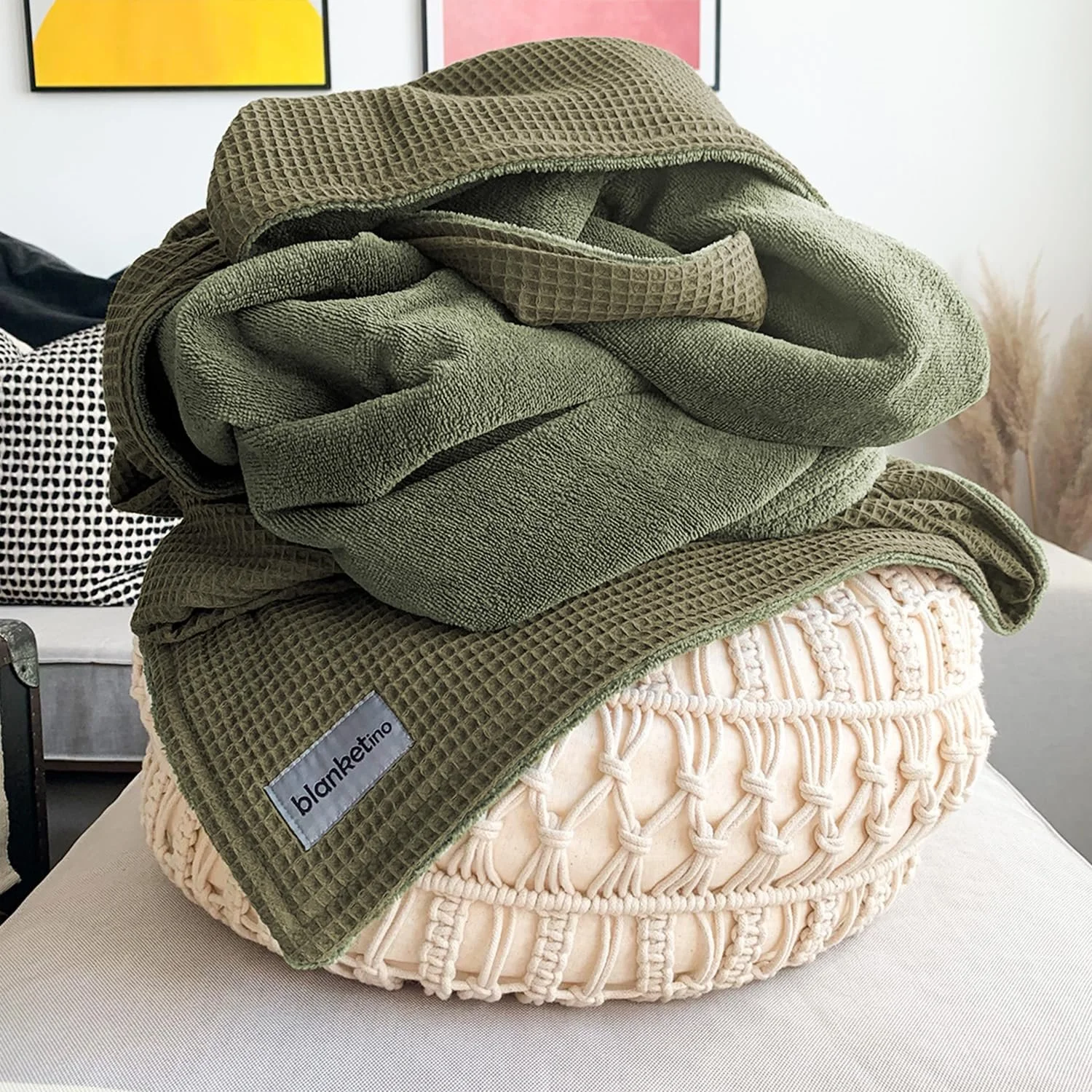 Одеяло blanketino Теплое Cuddly для дивана 145 x 210 см Экстра мягкий велнес-флис и хлопок Лесной зеленый, фото №1