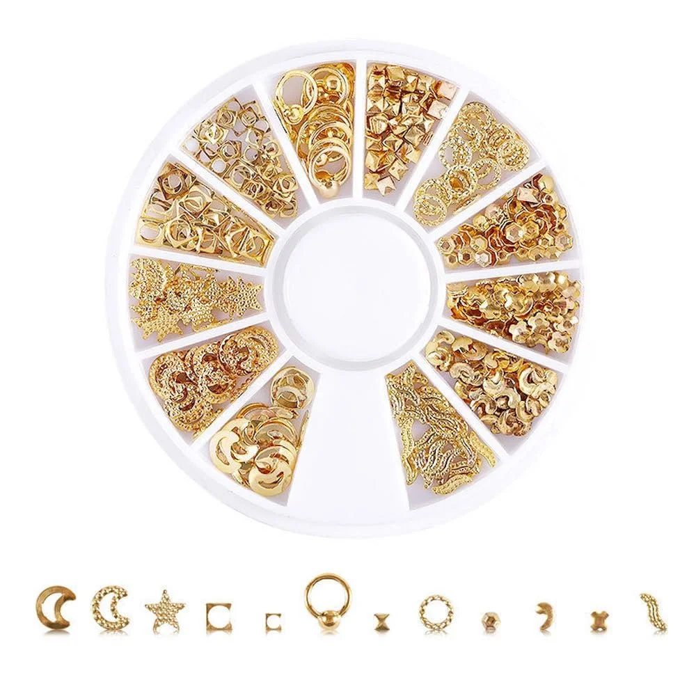 3D Блискітки для нігтів Зірка Місяць Металеві блискітки різних форм, фото №1