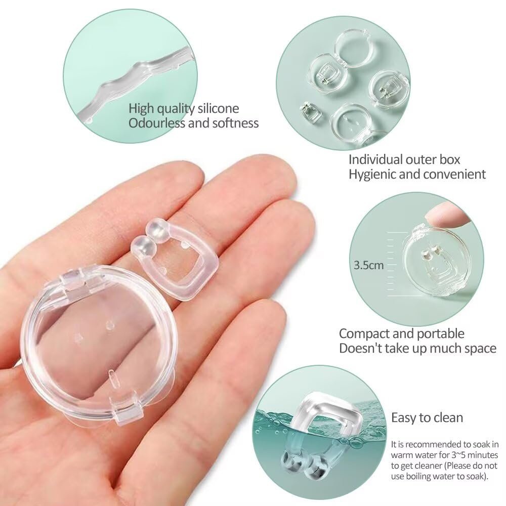 Кліпси проти хропіння (8 шт) Магнітні силіконові для покращення дихання, фото №4