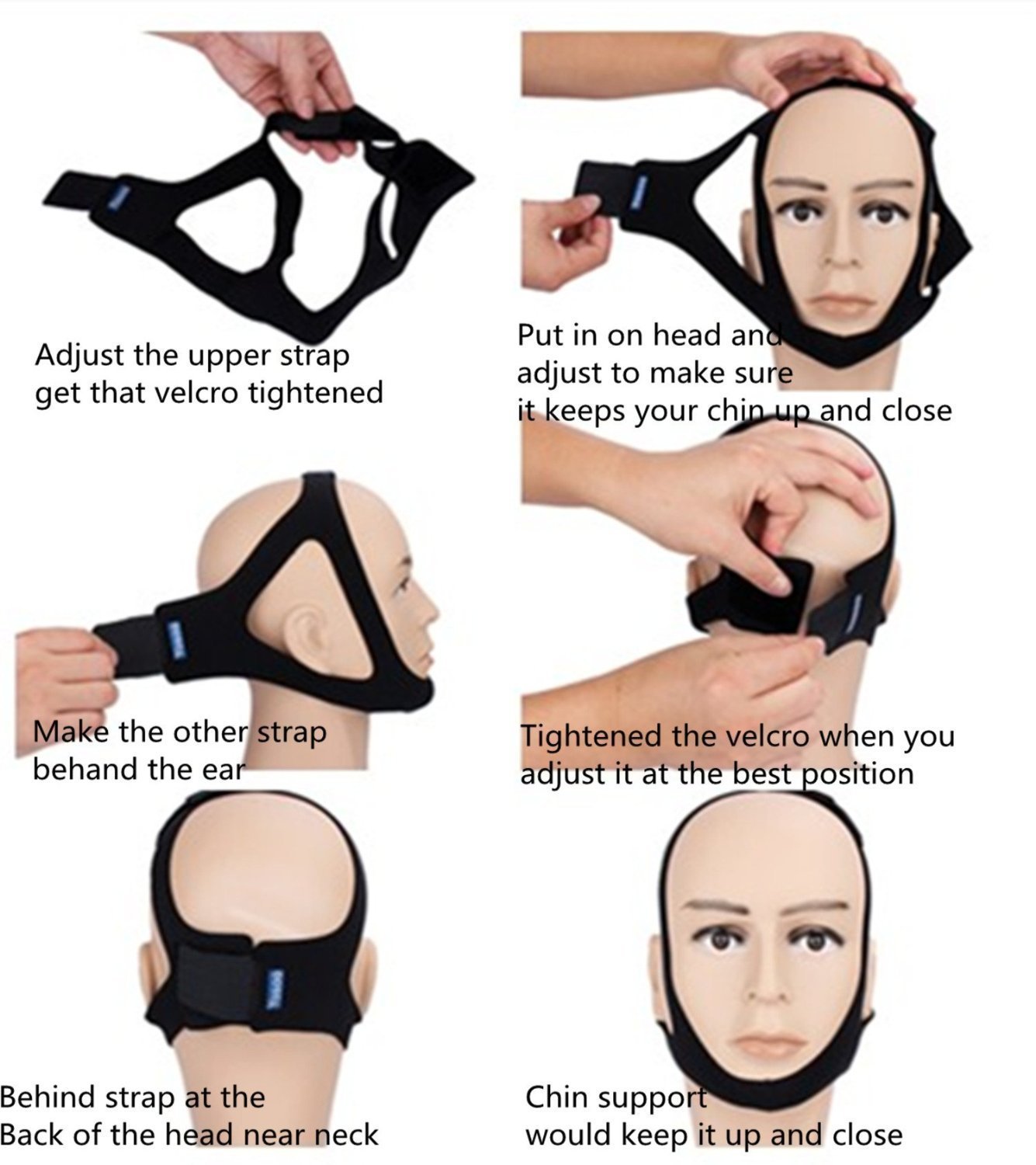 Підборідний ремінь від хропіння, регульована звукова терапія, проти хропіння для чоловіків або жінок, фото №3