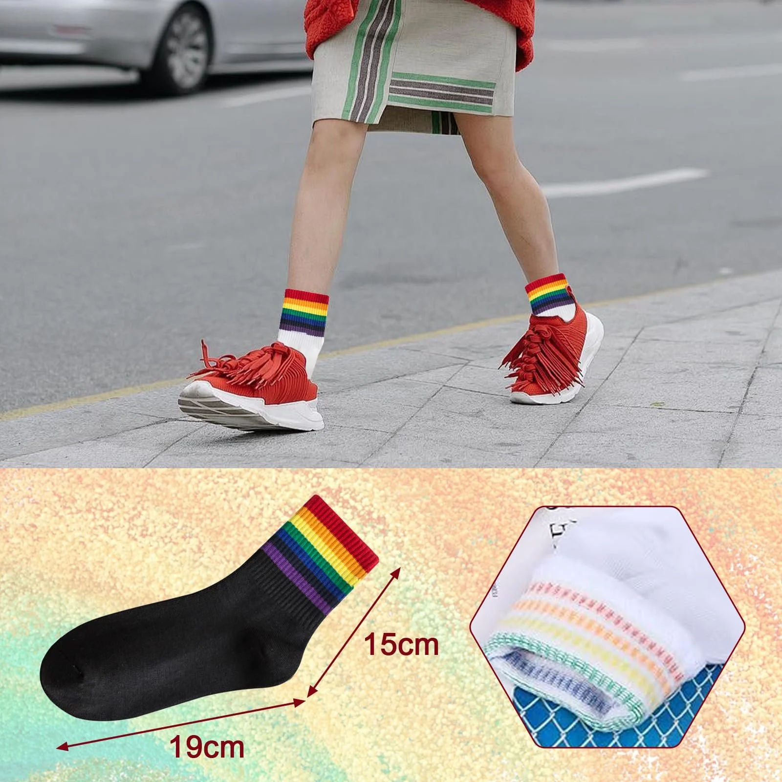 Шкарпетки з райдужним візерунком (4 пари), фото №7 Шкарпетки з райдужним візерунком (4 пари), фото №7