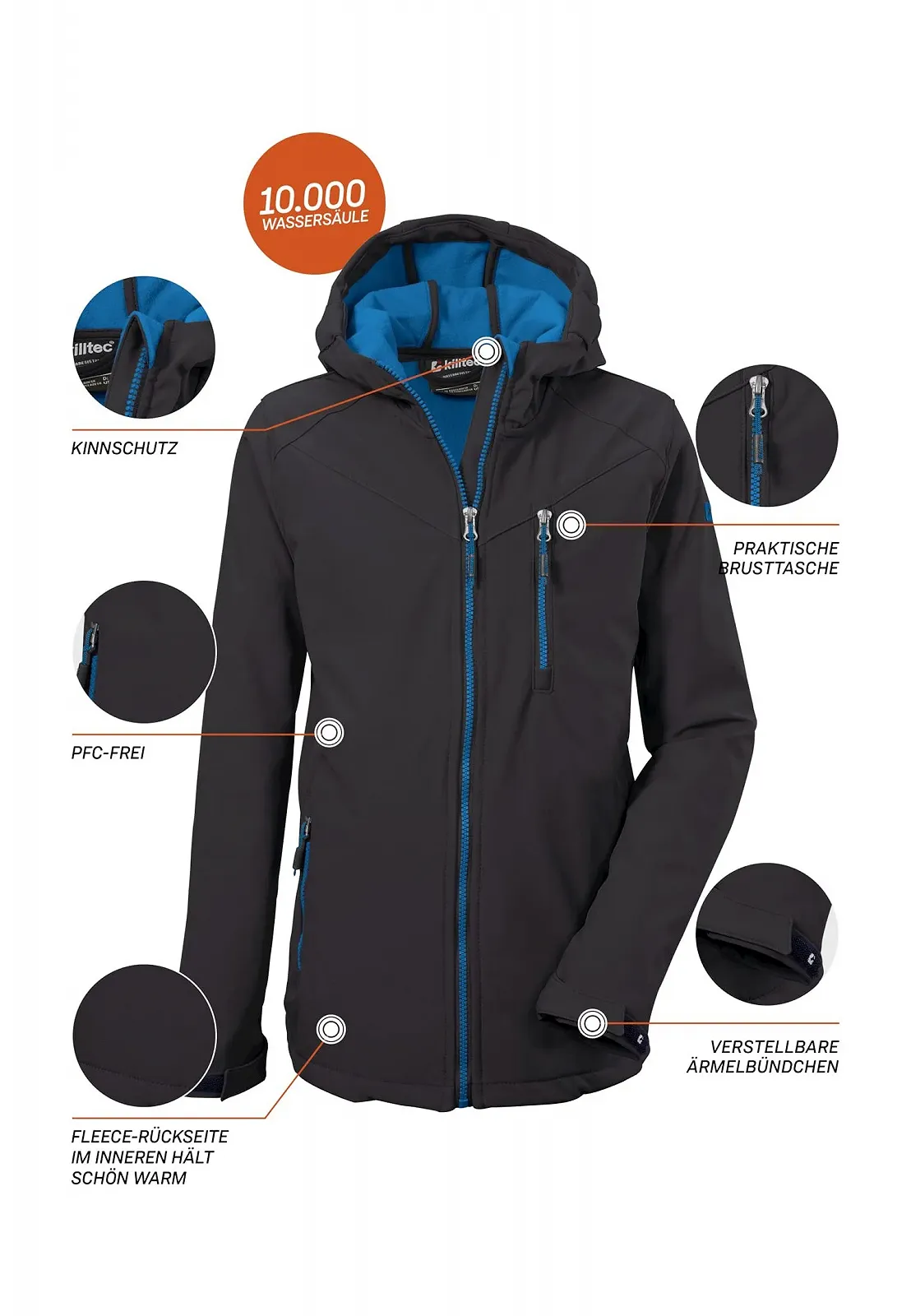 Куртка Softshell Killtec для хлопчиків з капюшоном Водовідштовхувальна, фото №6