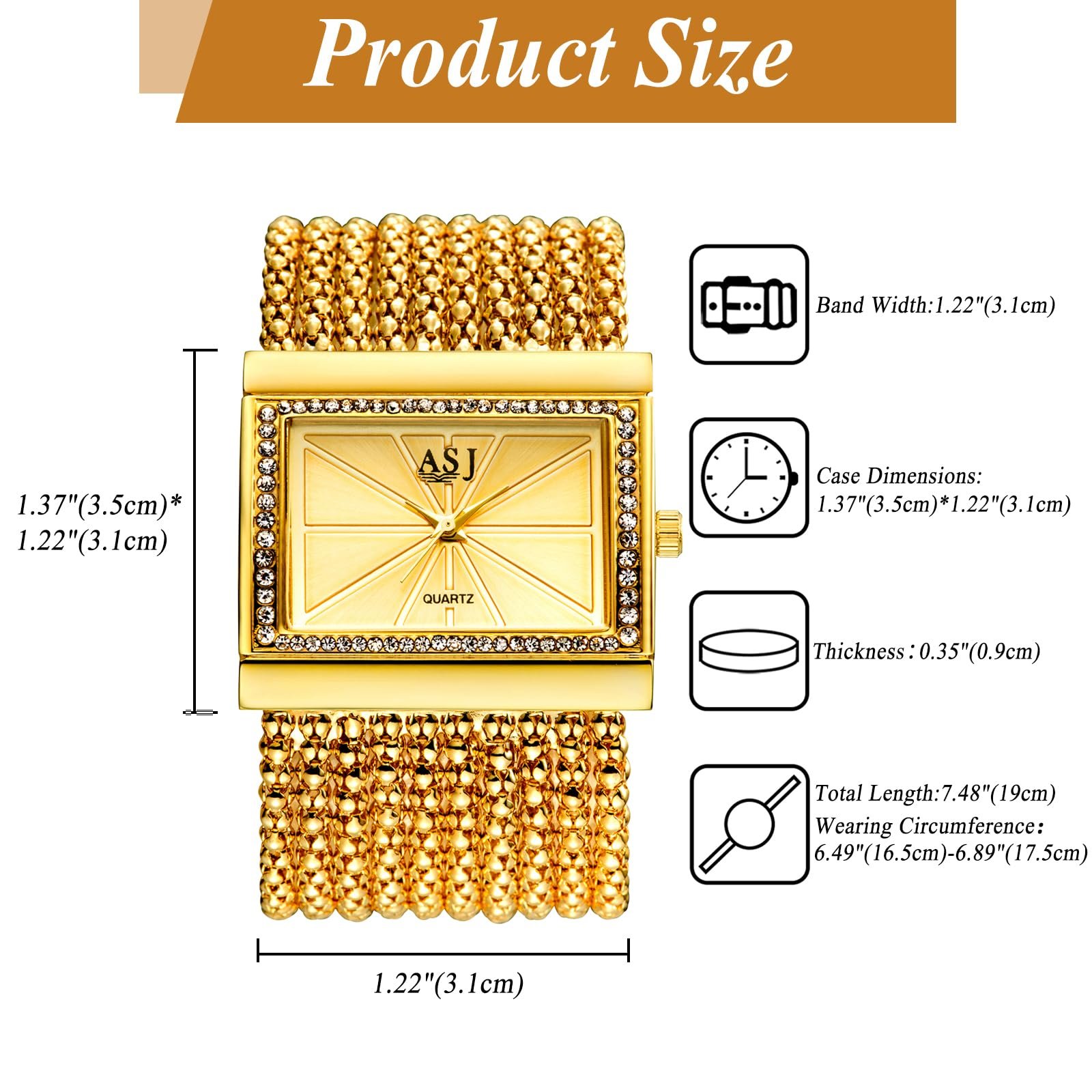 Жіночий годинник Прямокутний JewelryWe, фото №6