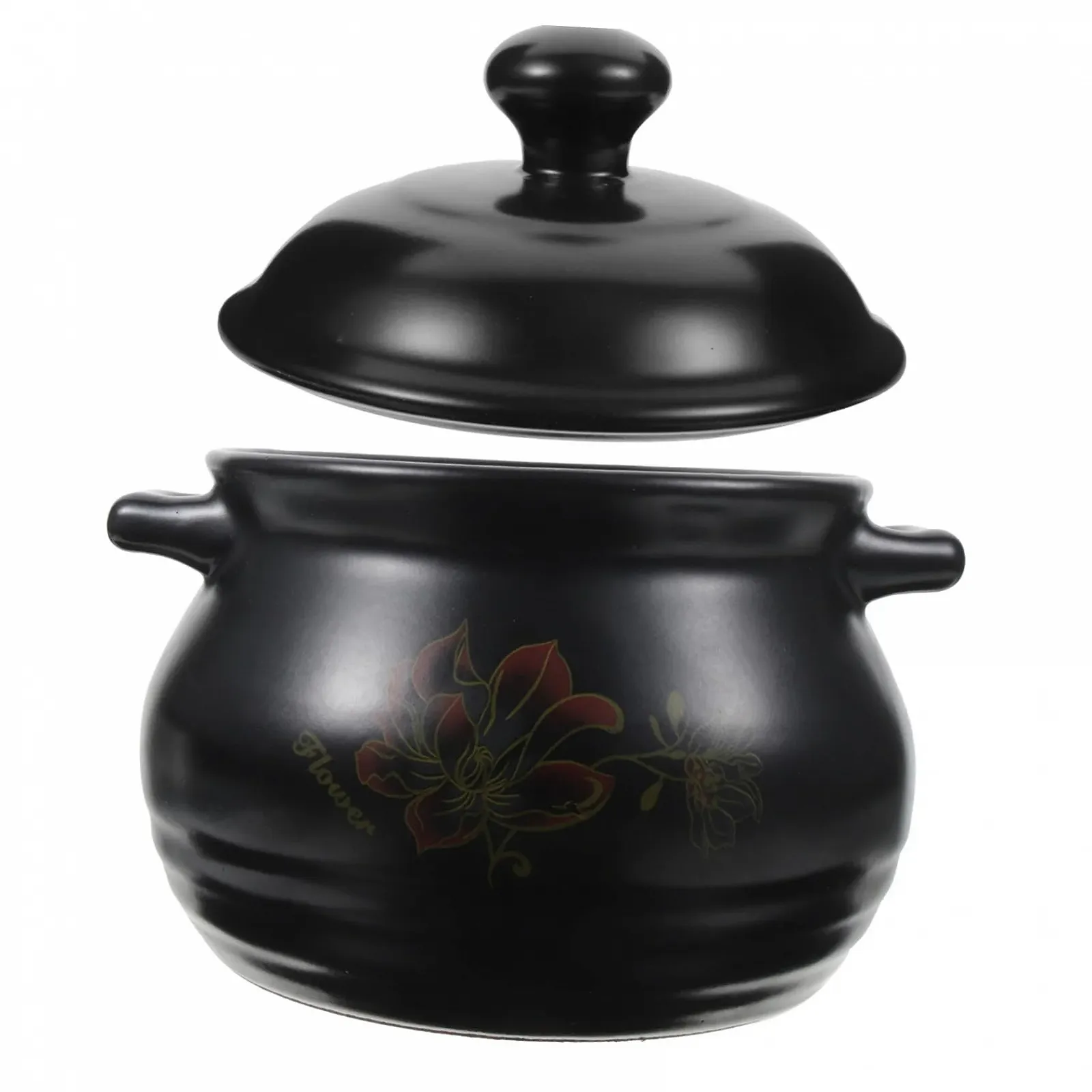 Каструля LIFKOME керамічна енергозберігаюча стійка до кислот та лугів з декоративним візерунком Чорна, фото №1