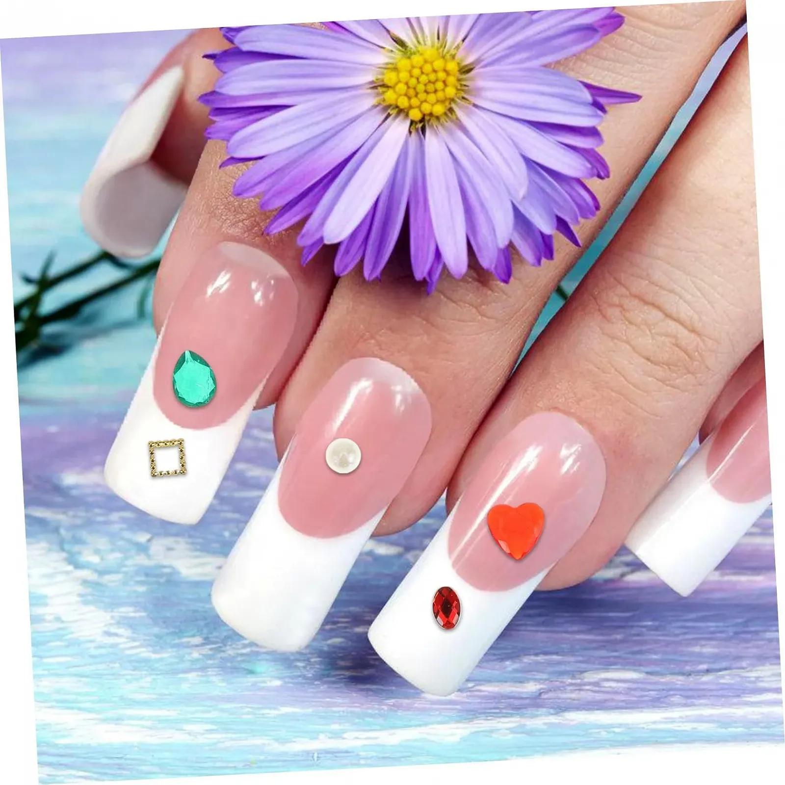 Стрази для манікюру в 6 коробках, 12 відділень, заклепки, скляні стрази для декорування нігтів, фото №4