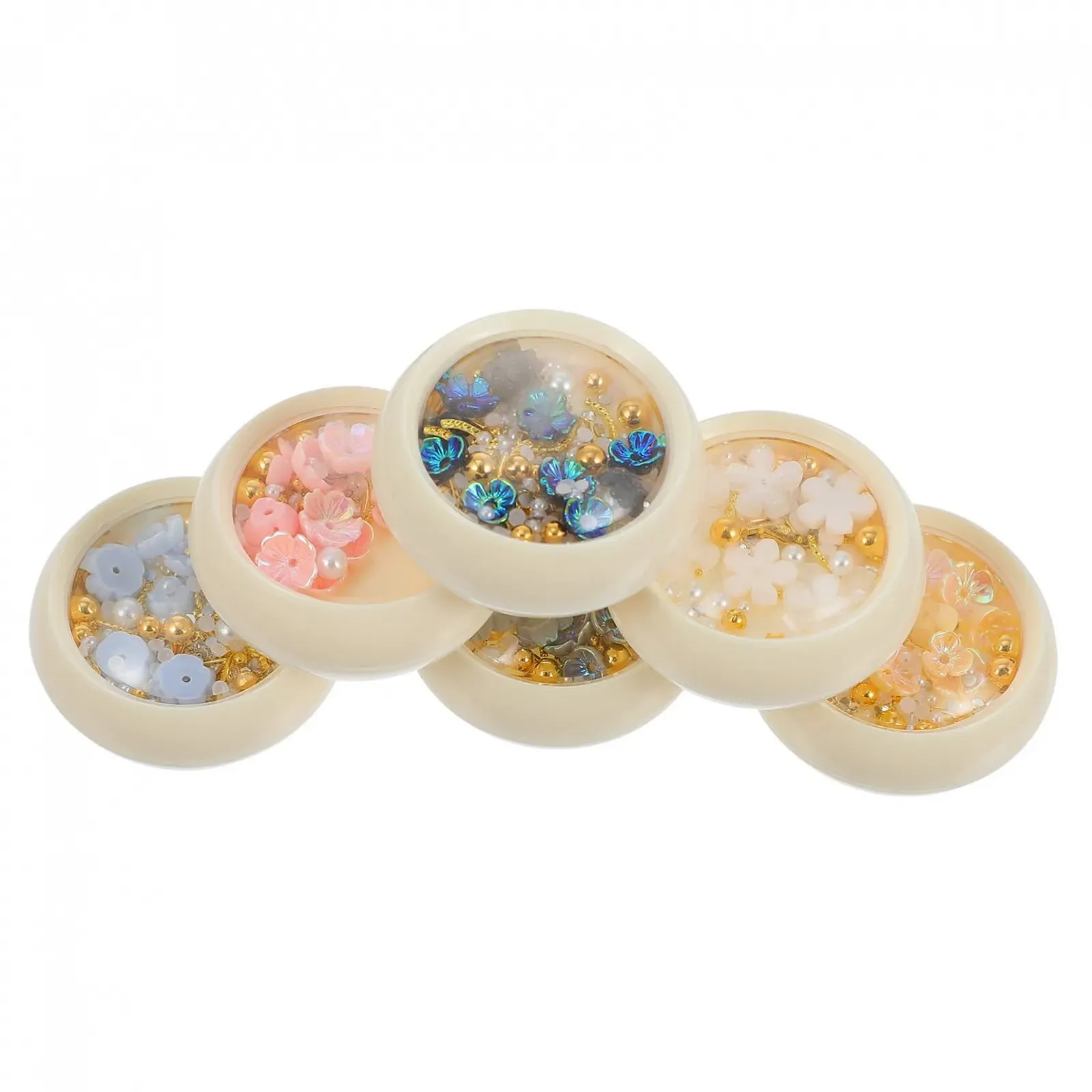 Набор для ногтей MERRYHAPY Искусственные жемчужины, шармы, бисер, смола, 6 коробок, фото №1