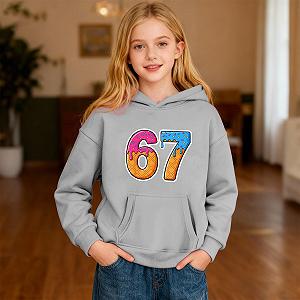 Худи для девочки, свитшот, детский худи для мальчиков, графика 67, принт, дышащий худи, пуловер с длинными рукавами для повседневной одежды, удобная модная теплая повседневная куртка, рубашка с длинными рукавами synthetic.ua - Фото 1