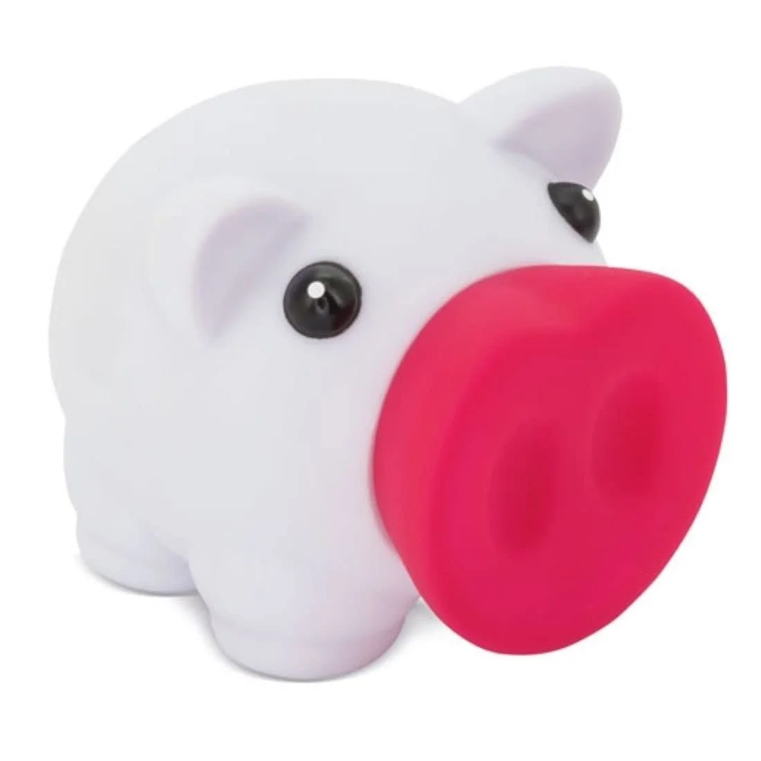 Копилка-поросенок из мягкой резины 10 x 7.5 x 8 см 75 г White Fuchsia, фото №1